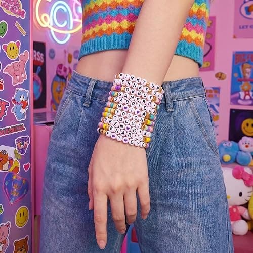 Gujjdgk 10 PCS Friendship Bracelets for KATSEYE Merch,Y2K Aesthetic Bracelets Gifts for Concert Outfits, Stackable Polymer Clay Letter Jewelry Accessories for Women & Men thumbnail 3