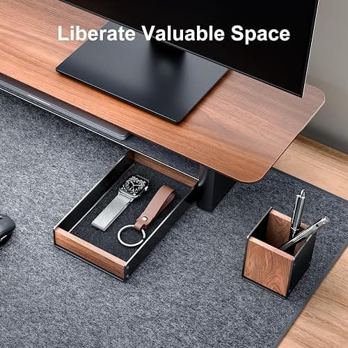 UPERGO Walnut Desk Tray with Pen Holder Set, Natural Wooden Desk Drawer Organizer Office, Organizer Tray for Keys, Pen, Watch thumbnail 3