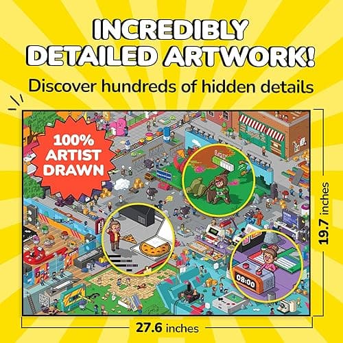 Odd Pieces Jigsaw Puzzles 1000 Pieces with Storytelling Comics, for Women, White Elephant, Mystery Puzzle for Adults & Kids - 19.7'' x 27.6'' Frameable Magic Puzzle Art (Glitch) thumbnail 3