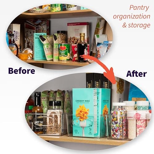 ClearSpace Plastic Pantry Organization and Storage Bins with Removable Dividers – Perfect Kitchen Organization or Kitchen Storage – Refrigerator Organizer Bins, Cabinet Organizers (2 Pack) thumbnail 2