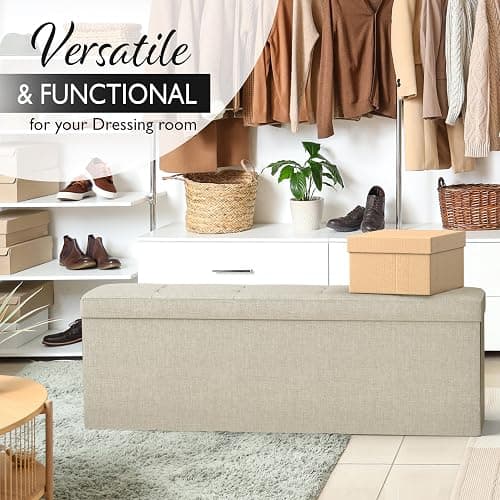 Lifetime Home 43" Folding Storage Ottoman for Living Room, Bedroom, TV Entertainment - Bedroom Bench with Hidden Storage, Foot Rest Stool - 660 Capacity & Holds up to 5.6 Cubic Feet of Storage thumbnail 7