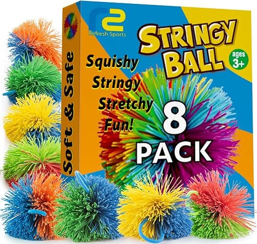 Stringy Balls & Sensory Toys 8 Pack - Valentines Day Gifts for Kids Ages 3 4 5 6 7 8 + Year Old Easter Basket Stuffers - Best Toddler Valentines Day Gifts for Boys & Girls - Monkey Balls Fidget Toys - Image 1