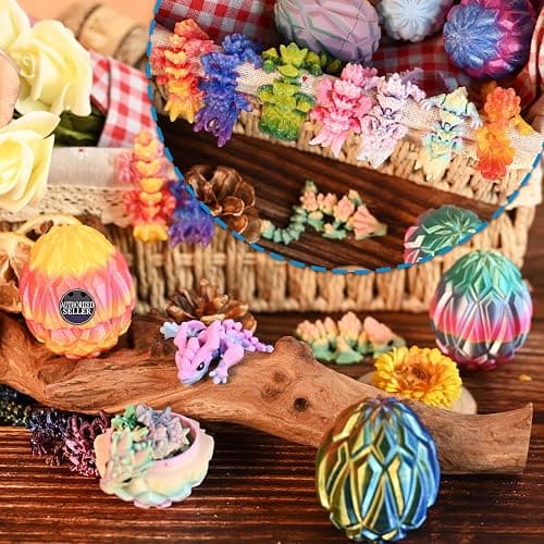 Cybermaker 12pcs 3D Printed Animals Figures Toys, Prefilled Eggs with Rainbow Dragons Inside for Party Favors, Classroom Prizes, Goodie Bag Fillers, Collectible Gifts for Kids thumbnail 2