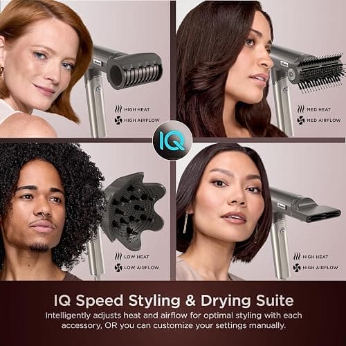 Shark SpeedStyle Pro Flex Professional Performance High-Velocity Hair Dryer System with Scalp Shield & IQ Speed Styling and Drying Suite, Lightweight, Ionic, No Heat Damage, Mocha Silver, HD542 thumbnail 6