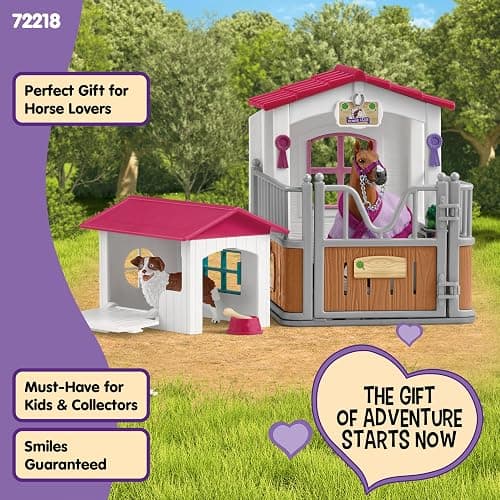 Schleich Horse Club - 32PC Horse Stall and Doghouse Playset - Realistic Racehorse and Dog Figurines with Tack Accessories - Equestrian Toys for Imaginative Play - Boys and Girls 5+ | 72218 thumbnail 5