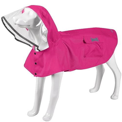 Waterproof Dog Raincoat, Adjustable Reflective Lightweight Pet Rain Clothes with Poncho Hood (X-Large, Dark Pink) - Image 1