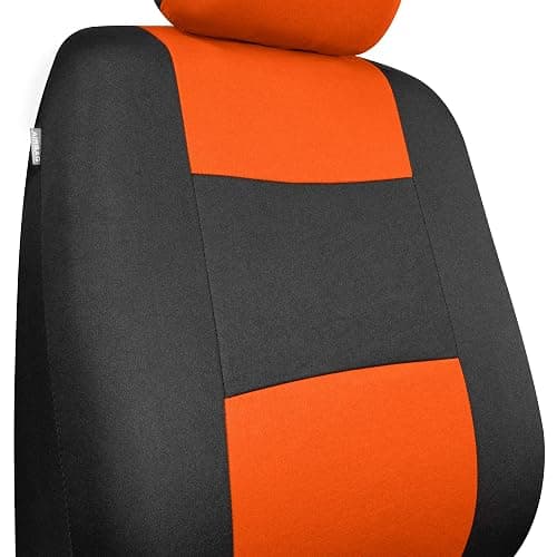 BDK PolyPro Car Seat Covers Full Set in Orange on Black, Front and Rear Split Bench Seat Covers for Cars, Easy to Install Car Seats Cover Set and Accessories for Auto Trucks Van SUV - Orange thumbnail 6