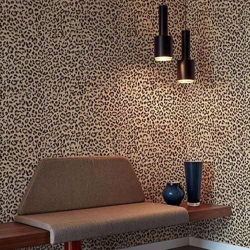 JiffDiff Leopard Print Peel and Stick Wallpaper, Waterproof Removable Self Adhesive Textured Wall Paper, Yellow Unique Funky Cheetah Contact Paper for Bedroom and Bathroom 240"X17.3"(28.8 sq. ft) thumbnail 6