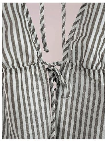 SweatyRocks Women's Sexy Striped Tie Front Halter Tops Sleeveless Drawstring Summer Cami Tops thumbnail 5