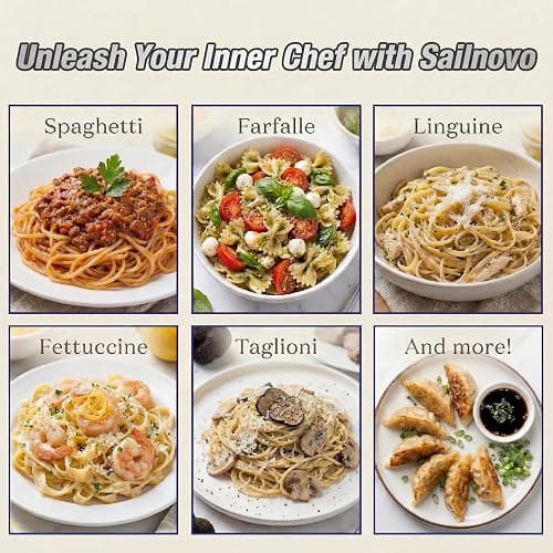 Sailnovo 3-in-1 Pasta Maker with 9-Setting Pasta Roller & Cutters, Silver | 9 Thickness & 2 Width Settings| Stainless Steel Body Rust Resistant| Easy Clean| For Spaghetti, Fettuccine, Lasagna and More thumbnail 9