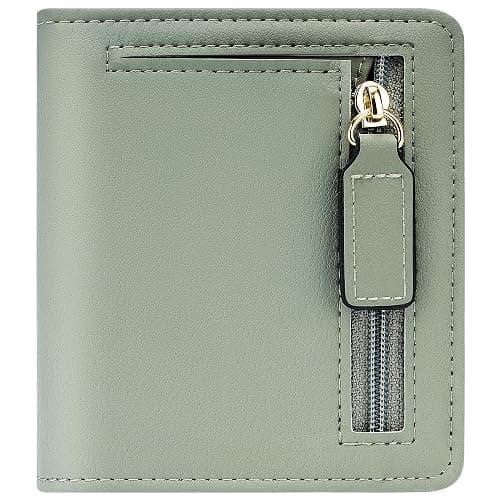 Gostwo Small Wallet for Women, Slim Bifold Credit Card Holder, Compact RFID Blocking Cash Wallet, Billfolds Thin Leather Zipper Pocket, Mini Wallet Gift for Ladies Teen Girls Travel with ID Window - Image 1
