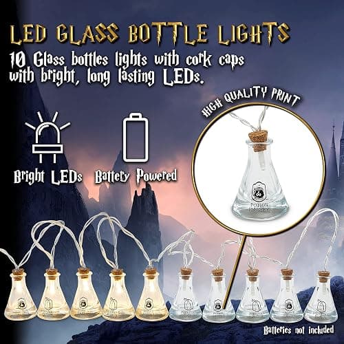 Harry Potter Fairy Lights Potion Bottle Hanging String Lights 10 LED 5ft for Bedroom Dorm Living Room Indoor Decor Gifts for Kids Adults thumbnail 6