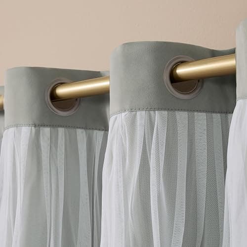 TOWN & COUNTRY LUXE Talia Double Layer Indoor Curtains, Sheer and Room Darkening Blackout, Grommet Top, Energy Efficient, 2-Pack Set, 52"W x 84"L (Pack of 2), Rose Blush - Rose Blush - 52"W x 84"L (Pack of 1) thumbnail 6