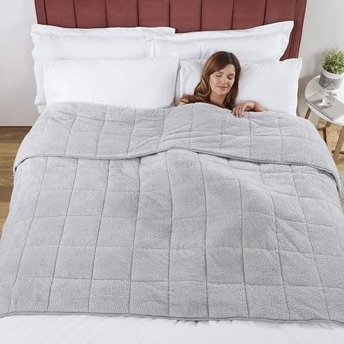 TEDDY FLEECE Weighted Blanket for Adults Soft Sherpa Throw Sleep Therapy Autism Sensory Anxiety Stress Relief Insomnia Sleeping Aid (Silver Grey, Double Size - 125cm x 180cm - 6kg (13lb)) thumbnail 3