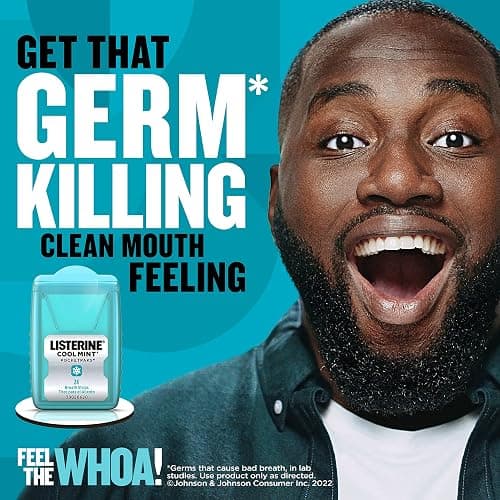 Listerine PocketPaks Cool Mint Breath Strips, Portable Pocket-Sized Oral Care Mouth Freshener, Dissolving Strips Kill 99% of Bad Breath Germs, Sugar Free, 3 x 24-Strip Packs thumbnail 2