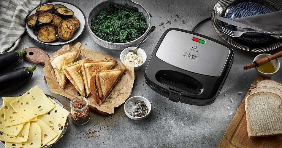 Russell Hobbs Appareil Croque Monsieur [Multifonction 3 en 1] Fiesta (Gaufrier, Sandwich, Gril, Plaques antiadhésives lavables au lave-vaiselle, extensible : cake pop, mini donut, churros) 24540-56 thumbnail 2