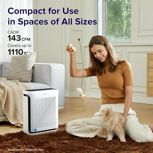 LEVOIT Air Purifiers with Washable Filters for Large Room Bedroom Home, Smart WiFi Air Quality Monitor, HEPA Sleep Mode and Auto Mode, Removes Pet Hairs, Allergies, Pollen, Smoke, Dust, Vital100S - Vital 100S thumbnail 2