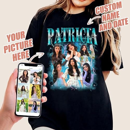 Mit & Mia Custom Bootleg Rap Tee Shirt for Boyfriend Girlfriend Custom Face Tshirt Vintage Graphic Shirt Gift Idea Birthday thumbnail 4