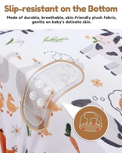 BOMOLOUR Seat Cover Compatible with Bumbo and Nuby Seat, Removable Breathable Baby Floor Seat Cover for Boys and Girls, Seat Not Included (Brown Farm) thumbnail 4