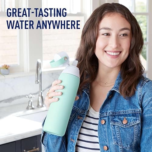 Brita Stainless Steel Premium Filtering Water Bottle, BPA-Free, Reusable, Insulated, Replaces 300 Plastic Water Bottles, Filter Lasts 2 Months or 40 Gallons, Includes 1 Filter, Glacier - 20 oz thumbnail 5