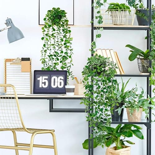 Palonu Artificial Hanging Plants for Shelf, 4 Pack Fake Potted Greenery Faux Eucalyptus Vine, Mandala Vine, String of Pearls,Pea pod Leaves in Pot for Office Living Room Bathroom Indoor Outdoor Décor thumbnail 6