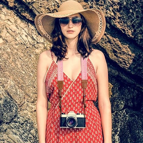 Padwa Lifestyle Speed Pink Camera Strap - 1.5" Soft Cotton Rope Weave Crazy Horse Cowhide Head Camera Straps for Photographers and All Cameras,Cute Adjustable Vintage Woven Strap for Adults & Kids thumbnail 3
