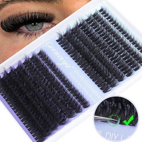 Geeneiya Lash Extension Kit Thick Cluster Lashes DIY Eyelash Extension Kit Individual Lashes Kit with Lash Bond and Seal Glue, Lash Applicator, DIY at Home for Beginners(Thick 60D+80D, 280Pcs) thumbnail 6