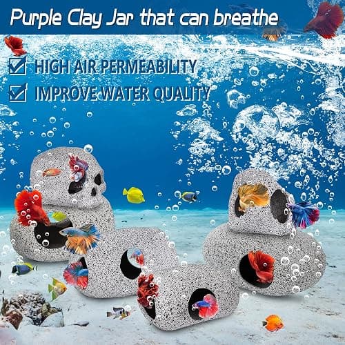 Ameliade Aquarium Decorations Cave Fish Tank Accessories Rock Decor for Shrimp Cichlid Hiding Breeding Small Fish Bowl Hide Decoration Betta Toys Hideout Stones House（Medium） thumbnail 6