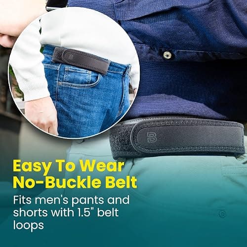 BeltBro Pro for Men and Women Elastic No Buckle Invisible Belt Patented Metal Free TSA Soft Adjustable Side Tactical Belt thumbnail 4