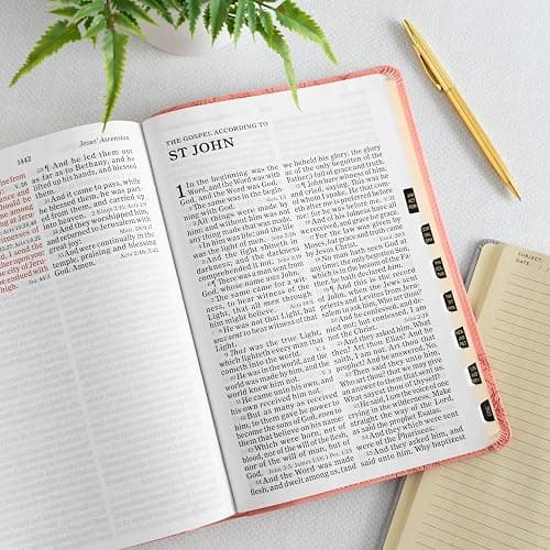 KJV Holy Bible, Giant Print with Cross-References, Soft Pink LeatherTouch with Floral Cover Design, Thumb Index, Ribbon Marker, Red Letter, Full-Color Maps, Easy-to-Read MCM Type, King James Version thumbnail 4