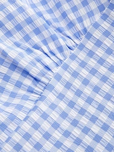 CIDER Mini Dresses for Women Gingham Sleeveless Bow Tie Square Neck A Line Sundress Cute Casual Trendy Outfits thumbnail 2