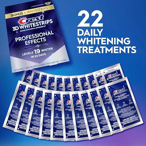 Crest Teeth Whitening Strips, Crest 3D Whitestrips Professional Effects, Enamel Safe Teeth Whitening Kit, 22 Treatments (44 Strips), Professional-Level Whitening, 19 Levels Whiter thumbnail 3