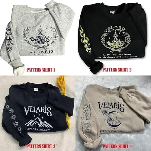 Embroidered Velaris Shirt, Velaris City Of Starlight Embroidered Sweatshirt, The Night Court, SJM sweater, City Of Starlight, ACOTAR Shirt Grey thumbnail 5