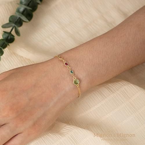 MignonandMignon Family Birthstone Bracelet for Women Custom Gift for Mom from Daughter Handmade Jewelry Birthday Gift for her – BSBR-MC thumbnail 6