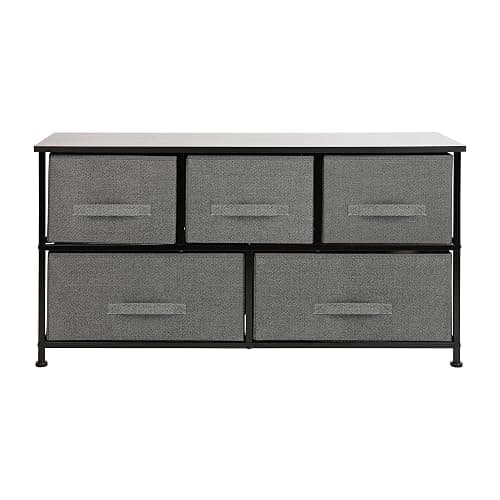 EMMA + OLIVER 5 Drawer Storage Chest with Black Wood Top & Dark Gray Fabric Pull Drawers thumbnail 5