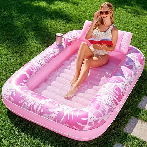 sloosh inflatable pink tanning water bed - Image 1