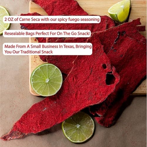 Tizon Lumbre Carne Seca - Spicy Fuego Beef Jerky Snack, Premium Mexican-Style Dried Beef, 2oz Resealable Pouch, No Added Hormones, USA Made thumbnail 2