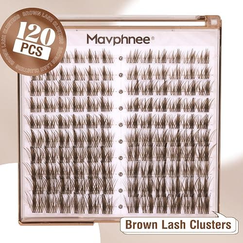 Brown Lash Clusters Wispy Eyelash Extensions Dark Brown Lash Extensions 10-16MM DIY at Home CC-Curly Eyelash Clusters Natural Spiky Lash Individuals 120 Pcs Cluster Lash Pack by Mavphnee thumbnail 2