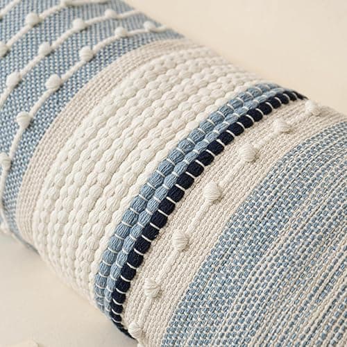 BlissBlush Coastal Blue Decorative Lumbar Pillow Cover 14x36 Boho Long Body Pillow for Bed Farmhouse Lumbar Throw Pillow for Couch Modern Accent Textured Throw Pillowcase thumbnail 7