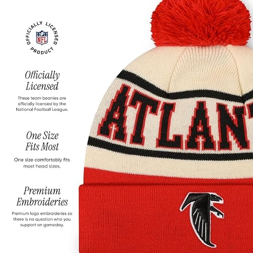 FOCO NFL Unisex-Adult NFL Retro Team Logo Heritage Stripe Pom Beanie Hat thumbnail 4