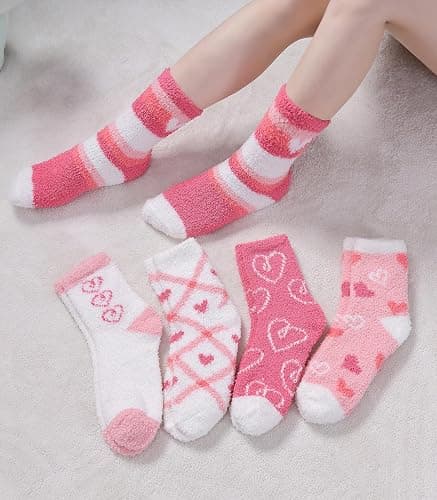 SDBING Fuzzy Socks for Women Soft Fluffy Home Sleeping Socks Cozy Warm Slipper Socks 6 or 5 Pairs thumbnail 4