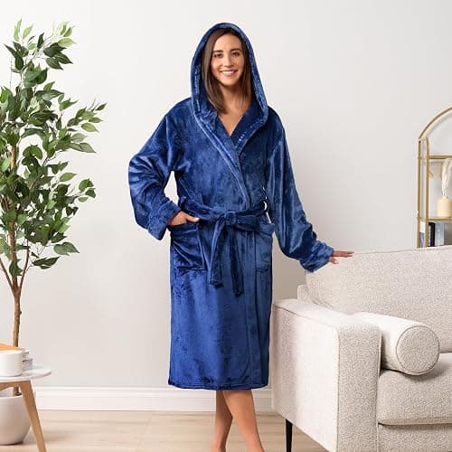 PAVILIA Robes For Women, Fleece Soft Fluffy Bathrobe, Plush Cozy Long Spa Robe thumbnail 5