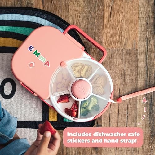 GoBe Kids Lunchbox with Small Snack Spinner Flip - Bundle with Hand Strap & Sticker Sheet, 2-in-1 Bento Style Lunch Container, 5 Small +1 Large Sandwich Compartment, BPA & PVC Free - Taro Purple thumbnail 6