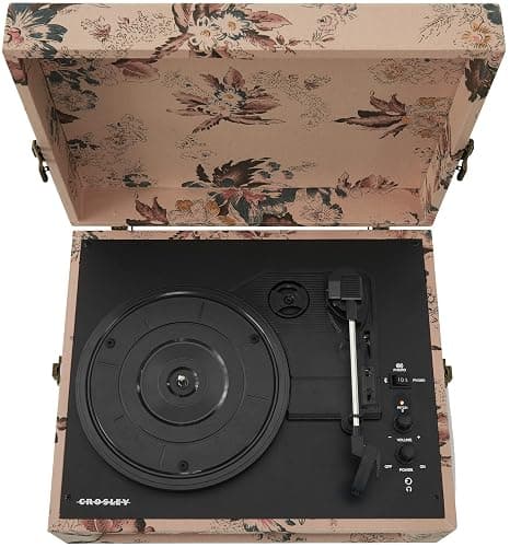 Crosley CR8017B-FL Voyager Vintage Portable Vinyl Record Player Turntable with Bluetooth in/Out and Built-in Speakers, Floral thumbnail 9