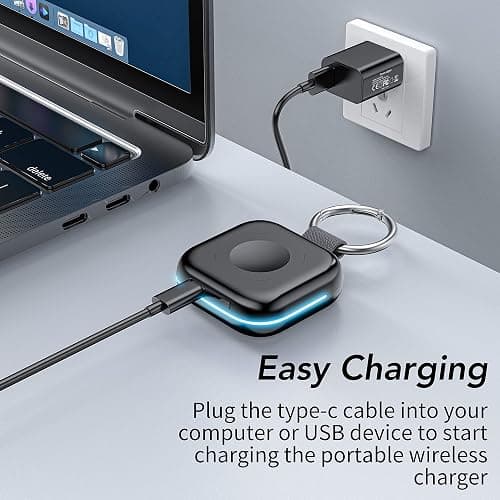 HUOTO Portable Charger for Apple Watch,Wireless Magnetic iWatch Charger 1200mAh Power Bank Travel Keychain Accessories Smart Chargers for Apple Watch Series 10/9/8/7/6/SE/5/4/3/2/1/UItra/UItra 2 - Black thumbnail 6