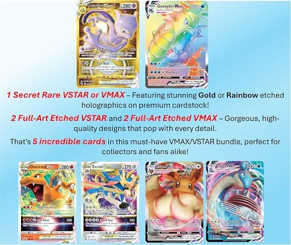 5 Pokemon Card VMAX/VSTAR Bundle - X2 VSTAR - X2 VMAX - X1 Secret Rare - No Duplicates thumbnail 2