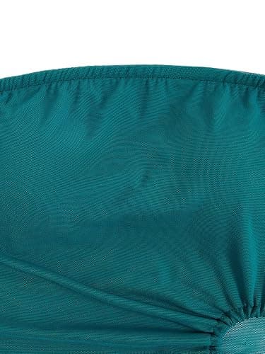SOLY HUX Women's Mesh Drawstring Split Tube Top Strapless Sleeveless Asymmetrical Hem Summer Tops thumbnail 4