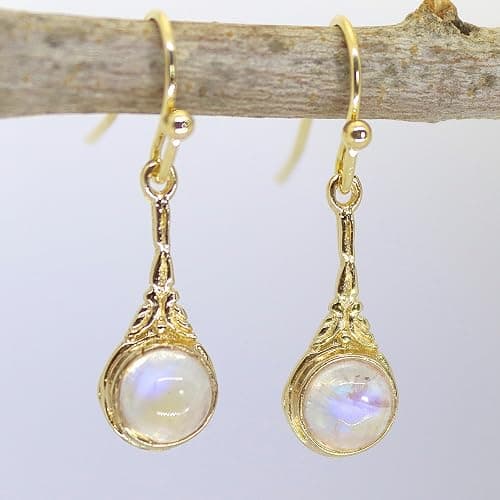 Gold dangle earrings, gemstone earrings, Natural stone earrings thumbnail 2