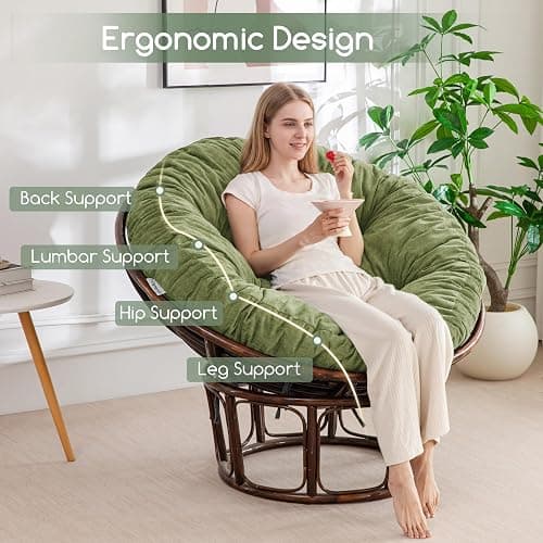 HIGOGOGO Papasan Chair Cushion with Thick Corduroy Cover (Without Chair), Soft Supportive Cushion, Green, 48 x 48 Inch thumbnail 6