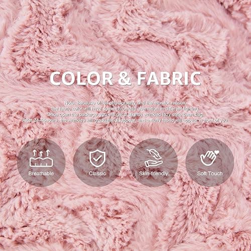 Bean Bag Chairs for Adults Giant Bean Bag Chair Memory Foam BeanBag Chair Bean Bag Sofa with Filler Faux Fur Fireside Beanbags Lazy Sofa for Living Room Bedroom Office (Pink Chevron, Single) thumbnail 4